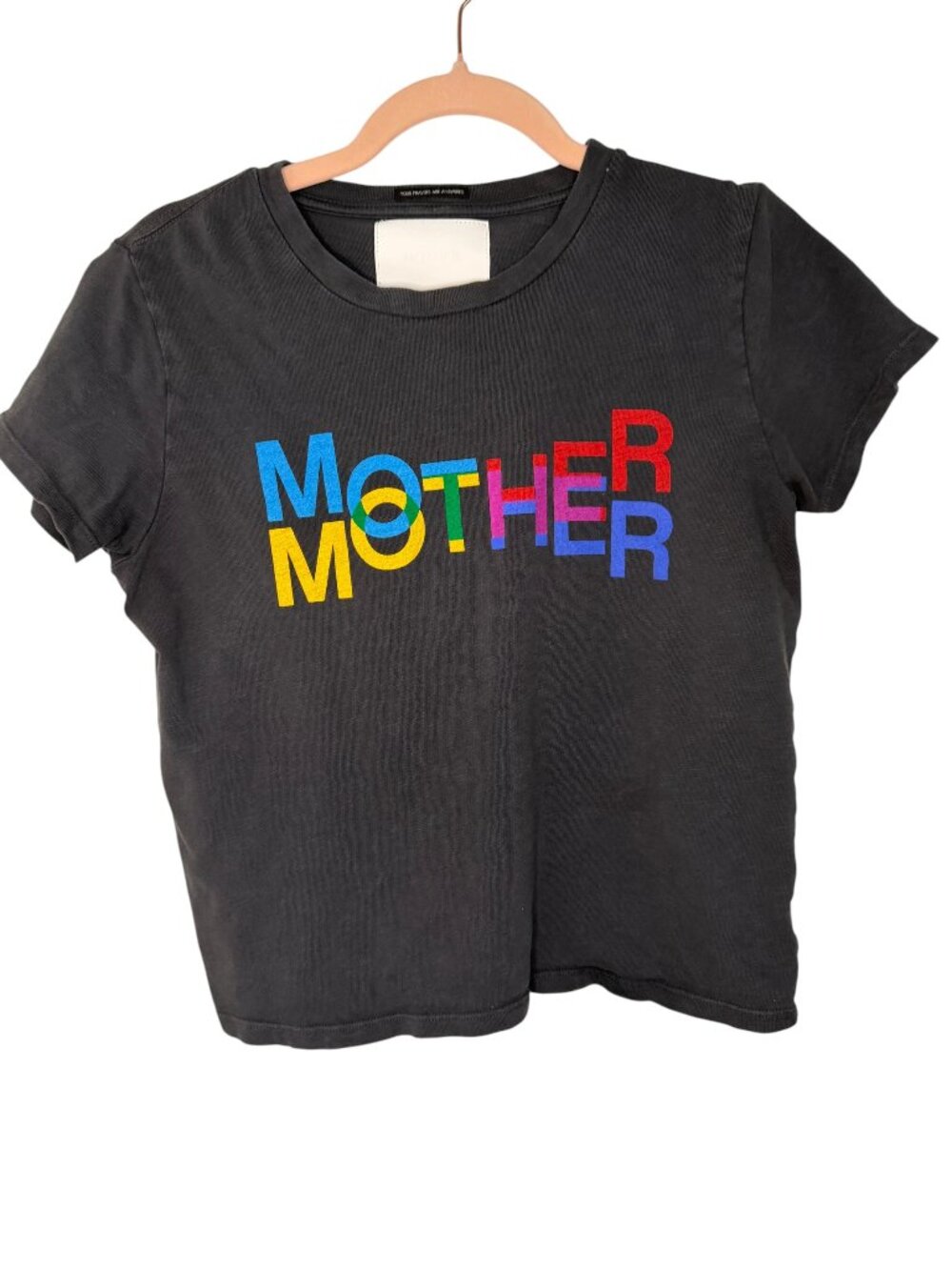 MOTHER Black Short-Sleeve Tee with Rainbow Logo